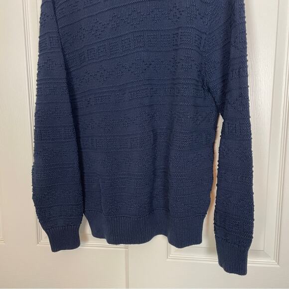 J. Crew Navy Hand Knit Guernsey Stitch Sweater 100% Cotton - Picture 3 of 8